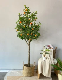 ต้นส้มประดิษฐ์ Orange Tree ต้นไม้มงคล ตกแต่งบ้าน ขนาด 180 Cm.