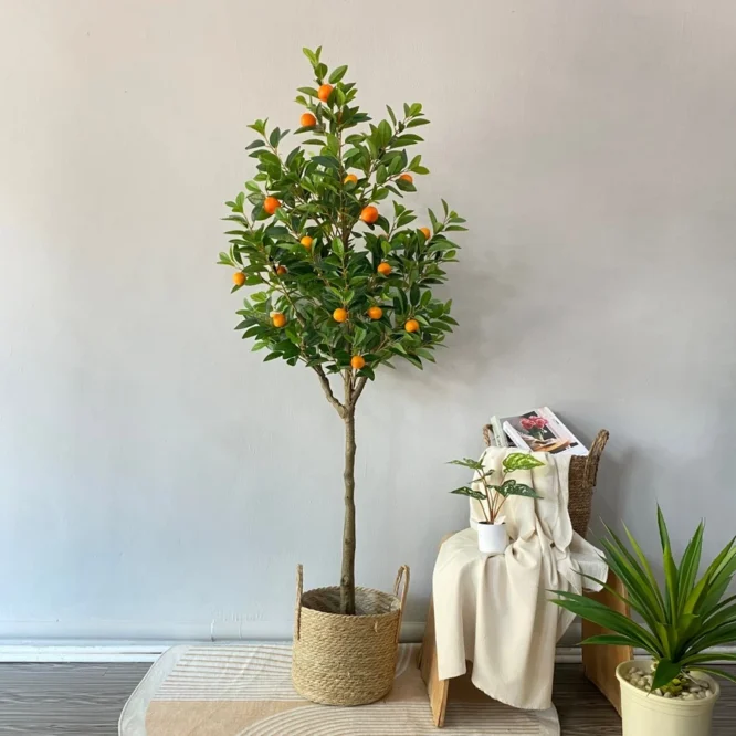 ต้นส้มประดิษฐ์ Orange Tree ต้นไม้มงคล ตกแต่งบ้าน ขนาด 180 Cm.
